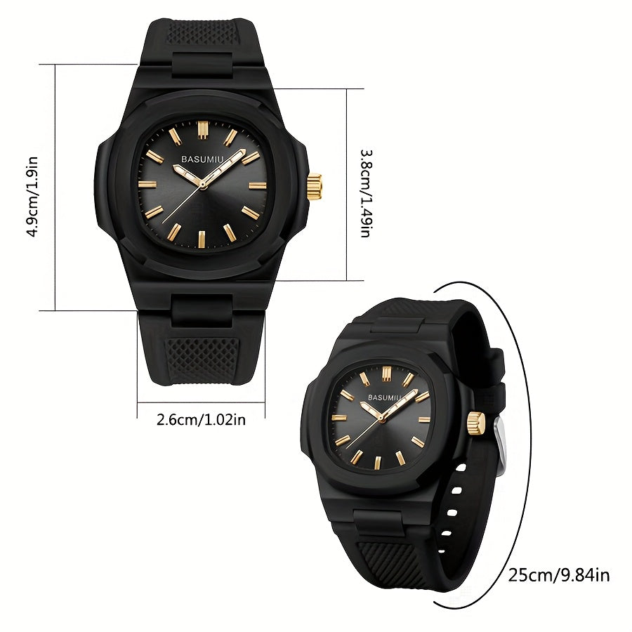 Montre à quartz pour homme avec bracelet en silicone décontracté, boîtier en alliage de zinc, cadran ovale et affichage analogique à aiguilles - Montre légère et tendance pour le quotidien, idée cadeau pour homme, petit ami ou père