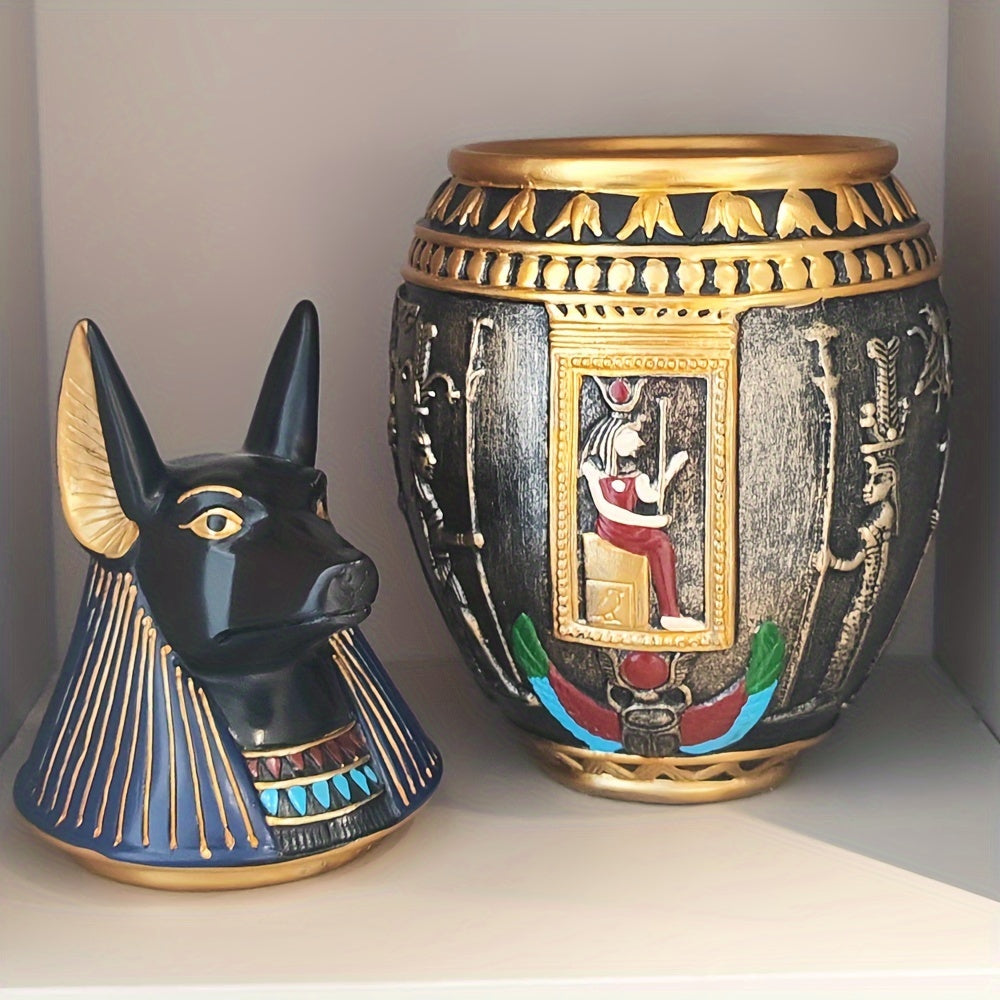 Urne funéraire pour animaux, figurine du dieu égyptien Anubis - Urne commémorative décorative en résine pour cendres de chat et de chien, pot souvenir unique pour la maison, cadeau de sympathie significatif pour la perte d'un animal