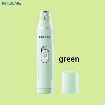 Quiet Electric Dog Nail Grinder USB Rechargeable – 2-Speed Painless Pet Nail Trimmer with Polishing & Smoothing Head for Large Medium Small Dogs, Low-Noise Cordless Claw Care Tool, Black Blue Green White