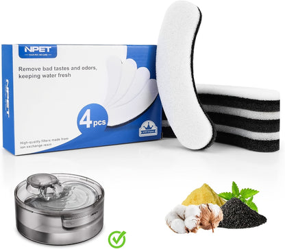 Filtres de rechange pour fontaine à eau pour chat et chien, pack de 4/8/16/20/24, charbon actif, filtration multiple, compatibles avec les distributeurs d'eau automatiques pour animaux NPET DF10 DF30