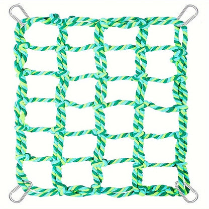 Filet d'escalade pour cage à oiseaux - Jouet hamac échelle en corde de coton colorée pour perroquets, calopsittes, conures, perruches, petits oiseaux et hamsters - Accessoire perchoir balançoire à mâcher pour activité suspendue