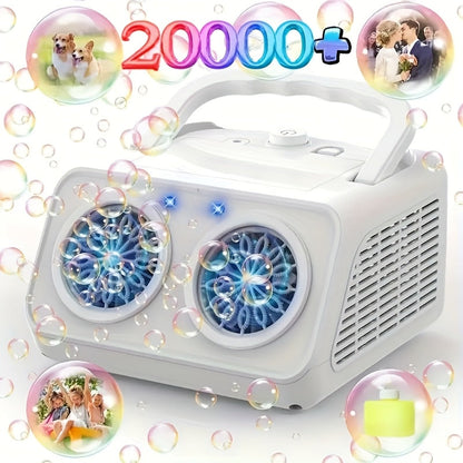 Automatic Bubble Machine 2 Fans 20000+ Bubbles Per Minute Electric Bubble Blower for Kids Toddlers Battery Operated Includes Bubble Solution Outdoor Toy Birthday Party Gift