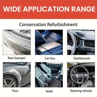 Crème de restauration et blanchiment pour plastiques automobiles KJM 150g avec éponge – Rénovateur tout-en-un pour tableau de bord, pneus et sièges, lustrant pour intérieur de voiture, soin des tissus d'ameublement, brillance longue durée et protection UV