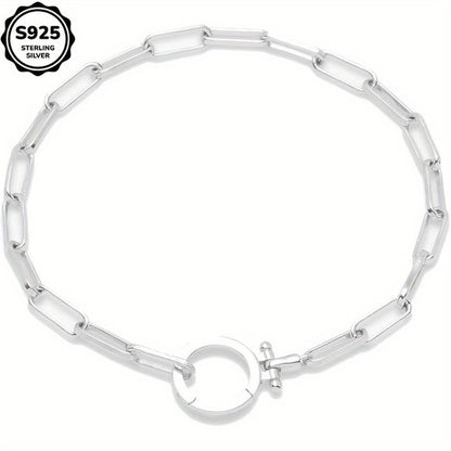 Bracelet maillons Parker en argent sterling 925 pour femme - Chaîne trombone avec boucle iconique, bracelet bohème élégant et luxueux, cadeau pour femme, maman, amie - Saint-Valentin, Noël, anniversaire