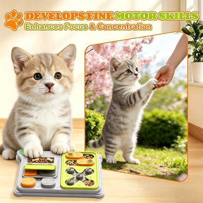 Gamelle ludique anti-glouton pour chat – Jouet interactif d'éveil et distributeur de nourriture lente, jeu d'enrichissement cognitif anti-ingestion rapide, accessoire 2-en-1 pour l'amusement et l'alimentation