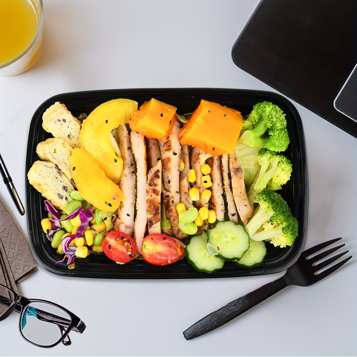 Récipients de préparation de repas 828 ml (28 oz), lot de 50 ou 150 avec couvercles – Boîtes à lunch Bento jetables en plastique à 1 compartiment, sans BPA, étanches, empilables, compatibles micro-ondes, lave-vaisselle et congélateur