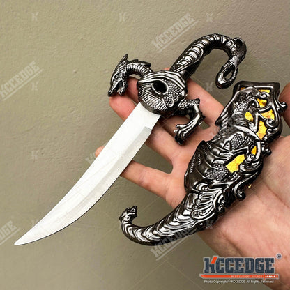Couteau médiéval fantastique à lame fixe avec fourreau, 23 cm – Acier inoxydable 440 non tranchant, accessoire de cosplay, réplique historique, objet de décoration, 5 couleurs