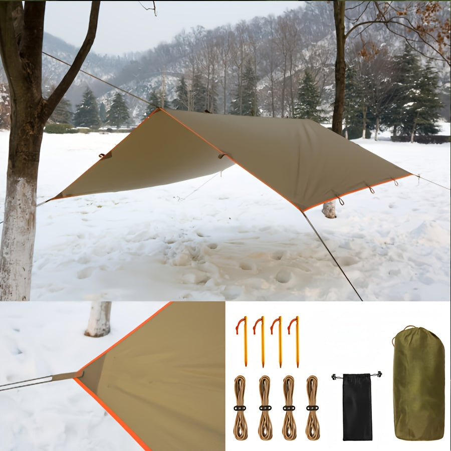 Toile de tente de camping avec protection UV et support en alliage – Abri pliable et portable pour 4 personnes pour randonnée, camping, jardin et survie en plein air | Auvent de camping toutes saisons