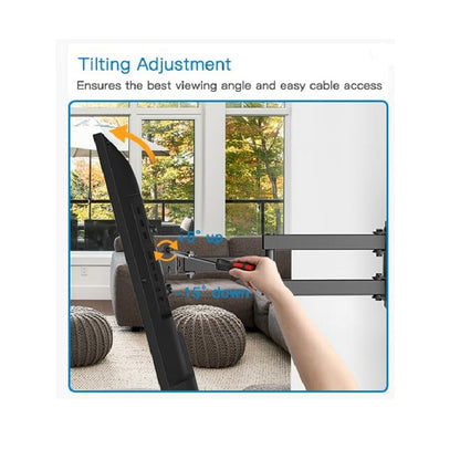 Support mural articulé pour téléviseur de 26 à 60 pouces jusqu'à 35 kg, pivotant, inclinable et extensible, support TV en acier inoxydable, VESA max 400x400 mm, compatible avec la plupart des téléviseurs à écran plat et incurvé