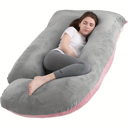 Oreiller de maternité en forme de J, coussin de grossesse corps entier avec taie d'oreiller – soutien du dos, des jambes et du ventre pour un sommeil réparateur, tailles 41" et 60", coloris et tissus variés, idéal comme cadeau de naissance