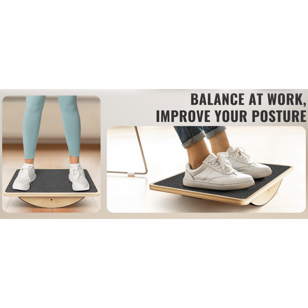 Plateforme d'équilibre pour adultes -  Planche oscillante en bois antidérapante pour le renforcement musculaire, la kinésithérapie, le bureau debout et l'entraînement à l'équilibre, supporte jusqu'à 158 kg