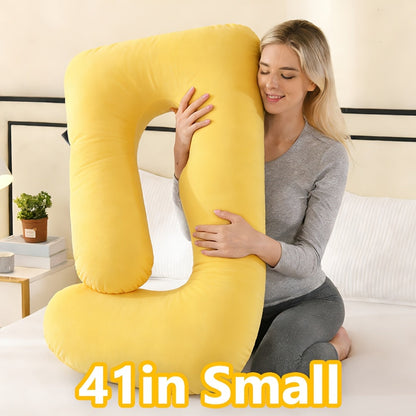 Oreiller de maternité en forme de J, coussin de grossesse corps entier avec taie d'oreiller – soutien du dos, des jambes et du ventre pour un sommeil réparateur, tailles 41" et 60", coloris et tissus variés, idéal comme cadeau de naissance