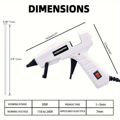 30W Hot Melt Glue Gun Kit with 30 Glue Sticks 7x150mm – Fast Heating Electric Glue Gun for School Arts Crafts DIY Projects and Quick Home Repairs – Multiple Color Options