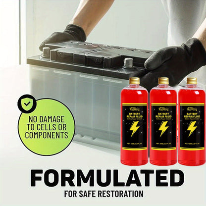 Liquide de réparation pour batterie, lot de 3, solution d'entretien pour restaurer les performances des batteries au plomb-acide et au lithium de véhicules électriques, faible odeur, sans parfum, convient à tous les modèles, 100 ml chacun
