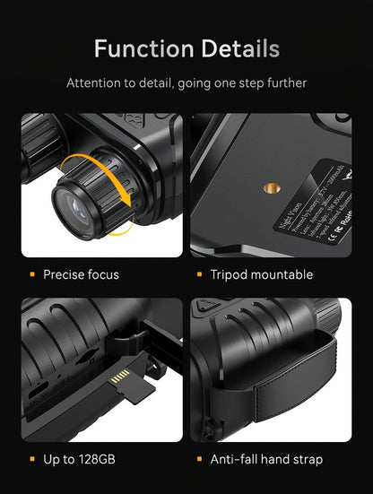 Jumelles de vision nocturne 4K pour adultes – Zoom numérique 10x, écran HD 2,8", illuminateur infrarouge 7 niveaux, photo et vidéo 12 MP, rechargeables – Parfaites pour la chasse, le bateau et l'exploration en plein air, cadeau pour hommes