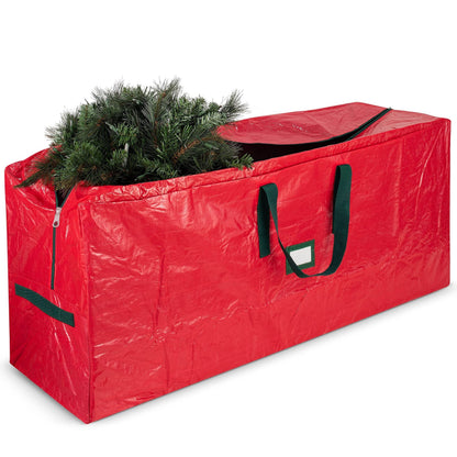Sac de rangement pour sapin de Noël de 2,30 m – Sac de rangement extra large et robuste pour sapin de Noël avec doubles fermetures éclair, poignées renforcées et large ouverture pour un rangement facile, rouge