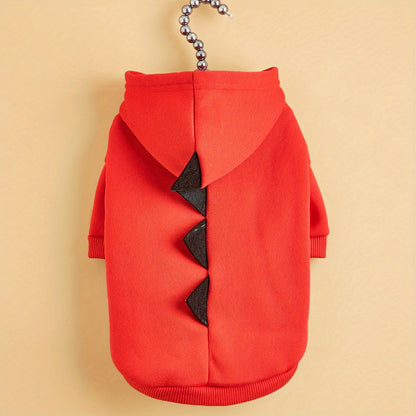 Sweat-shirt costume de dinosaure pour chiens et chats - Costume rigolo à capuche pour animaux avec épines de dino, tenue de cosplay douce et chaude pour Halloween pour petits et moyens animaux