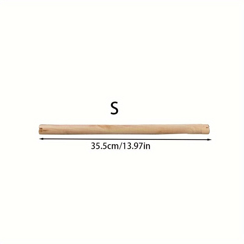 Perchoir en bois naturel pour cage à oiseaux - Bâton debout en bois massif avec extrémités rainurées pour mâcher et limer les griffes - Accessoire de cage pour perroquets, calopsittes, conures, perruches et inséparables 35,5 cm