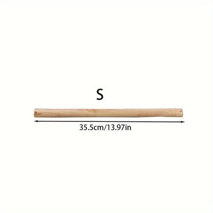 Perchoir en bois naturel pour cage à oiseaux - Bâton debout en bois massif avec extrémités rainurées pour mâcher et limer les griffes - Accessoire de cage pour perroquets, calopsittes, conures, perruches et inséparables 35,5 cm