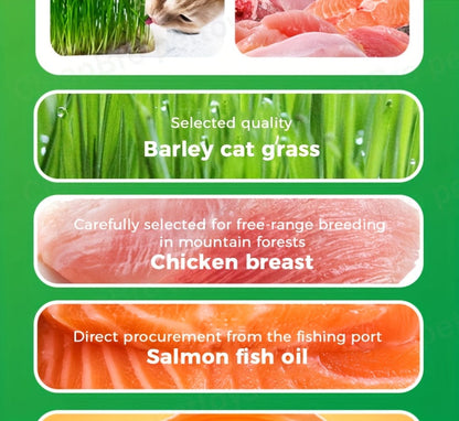 Comprimés lyophilisés d'herbe à chat pour le contrôle des boules de poils – Bâtonnets et granulés naturels à la menthe pour le soin des dents, friandises pour chat au poulet pour la santé dentaire et l'élimination des poils