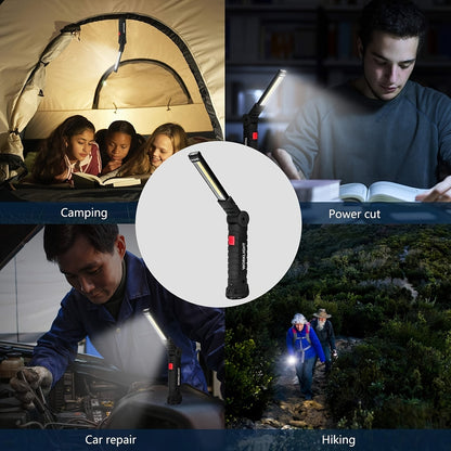 Lampes de travail rechargeables à LED COB – Lampe de travail portative à suspendre avec batterie intégrée pour le camping, le jardin, les fêtes et l'entretien de véhicules, options en packs de 2/4/6/8/10, noir et kaki