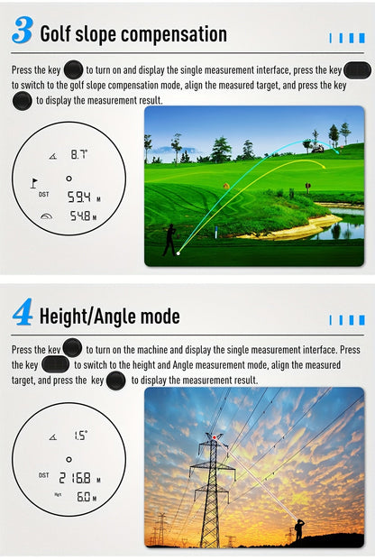 Télémètre laser de golf 1200 yards – Grossissement 6,5x, compensation de pente, verrouillage de drapeau HD, anti-vibration, rechargeable par USB, télémètre de golf haute précision à positionnement rapide, design élégant blanc