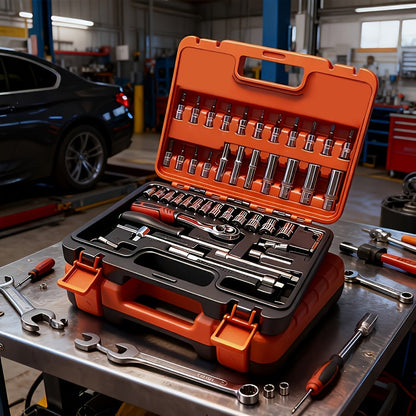 Ensemble d'outils professionnels de 52 pièces pour réparations à domicile et automobile – Kit de boîte à outils portable pour bricoleurs, mécaniciens et professionnels, idée cadeau parfaite
