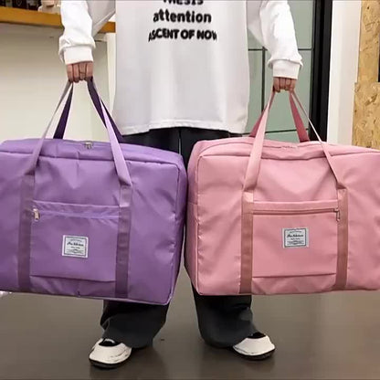 Grand sac fourre-tout de voyage de 67 litres (17,7 gallons) – Sac de sport portable, sac de week-end et de nuit pour femmes et hommes – Violet, rose surdimensionné et noir surdimensionné