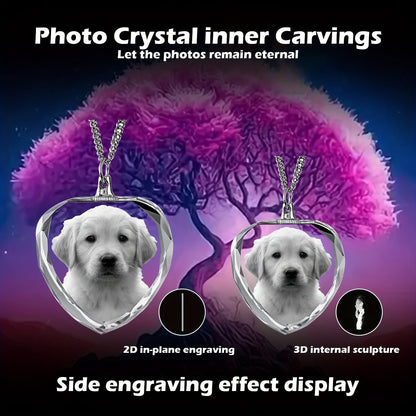 Collier photo personnalisé pour animal de compagnie – Pendentif en cristal 2D personnalisé, bijou commémoratif éternel pour chiens et chats bien-aimés, cadeau de sympathie et souvenir touchant pour la perte d'un animal