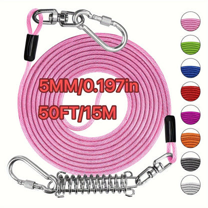 Laisse pour chien ultra-résistante de 1,8, 3, 4,5, 9, 15, 23 ou 30 mètres, câble d'attache d'entraînement pour grands chiens jusqu'à 225 kg, corde de course durable et résistante aux morsures pour le jardin
