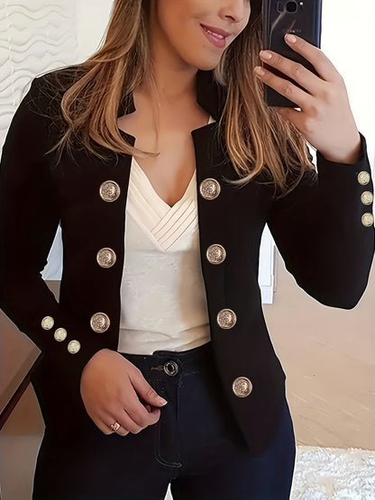 Veste cardigan femme à double boutonnage – Blazer à manches longues à revers, couleur unie, pour le printemps, l'automne et toutes les saisons