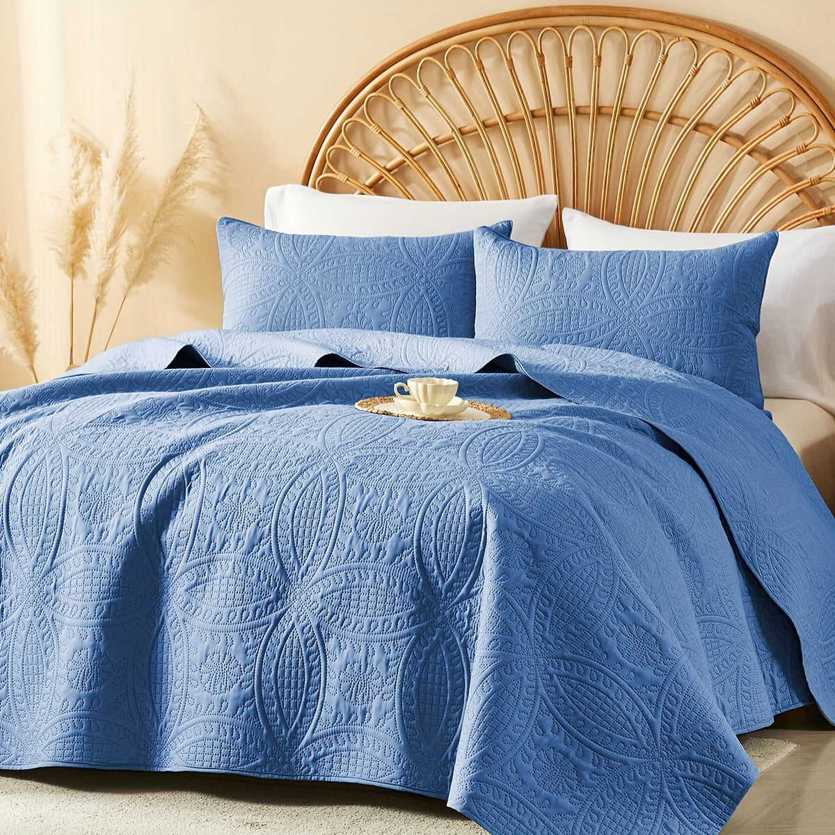 Ensemble de courtepointe d'été rafraîchissante 2-3 pièces, couvre-lit en microfibre légère et respirante – Couvre-lit au motif de pièces moderne, format simple, grand ou très grand, toutes saisons, choix de couleurs, cadeau de vacances pour la famille