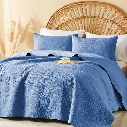 Ensemble de courtepointe d'été rafraîchissante 2-3 pièces, couvre-lit en microfibre légère et respirante – Couvre-lit au motif de pièces moderne, format simple, grand ou très grand, toutes saisons, choix de couleurs, cadeau de vacances pour la famille