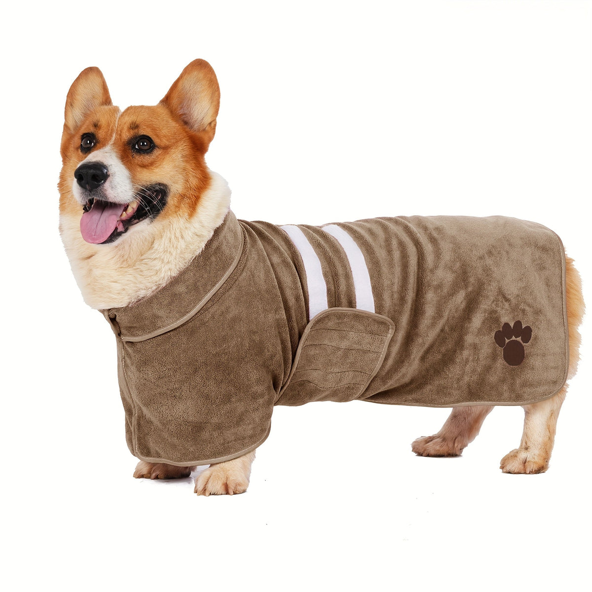 Peignoir de bain à séchage rapide pour chiens et chats – Manteau en microfibre absorbante avec détail brodé, peignoir de séchage mains libres pour chiens moyens et grands après le bain, la baignade ou la pluie
