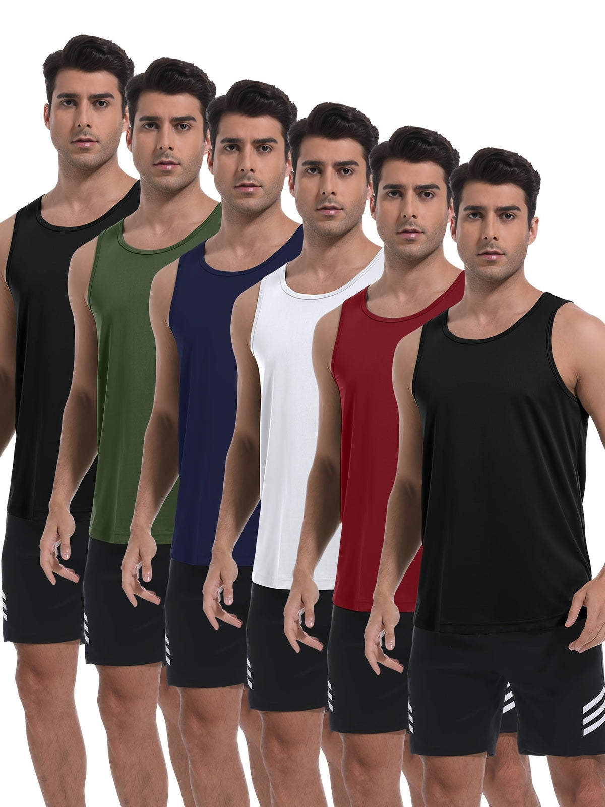 Lot de 6 débardeurs de sport pour homme, respirants et anti-humidité, pour la course, l'entraînement, la randonnée et les activités athlétiques, S-XXL