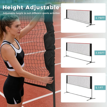 Ensemble de filet de badminton et volley-ball portable, hauteur et tension réglables, résistant aux intempéries avec sac de transport - Qualité professionnelle pour jardin, piscine, jeux sur terrain intérieur et extérieur