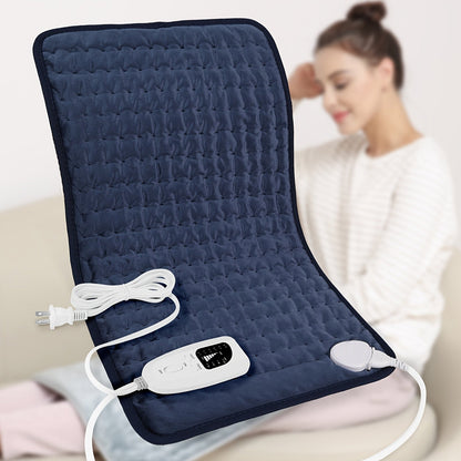 Coussin chauffant extra large 60 cm x 30 cm pour le dos, le cou et les épaules – 6 réglages de chaleur, arrêt automatique, utilisation humide/sèche, flanelle lavable, cadeau idéal