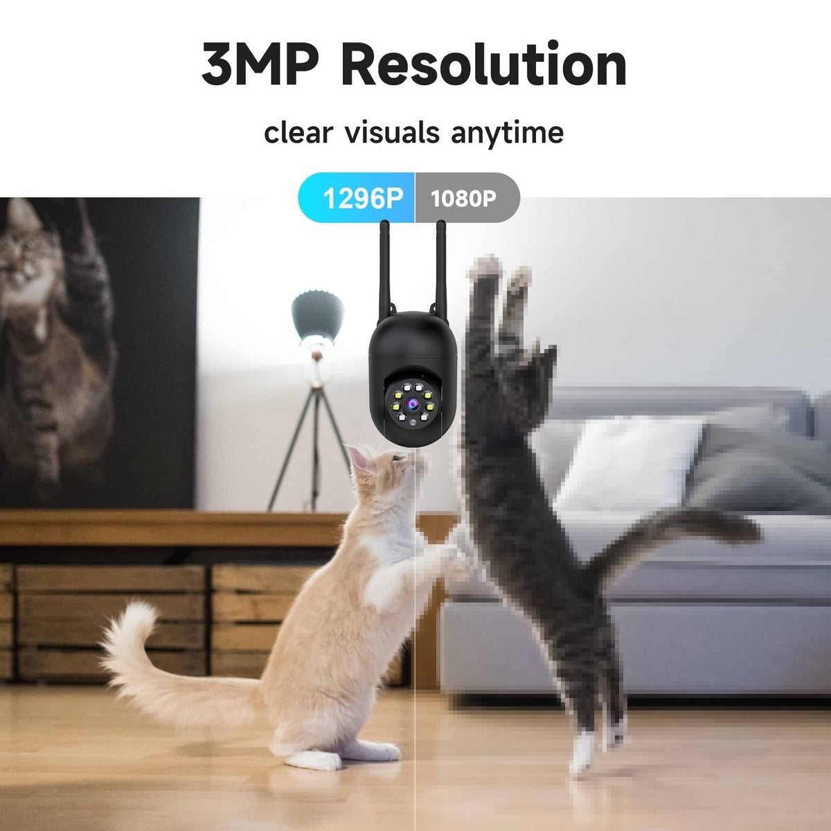 Caméra de sécurité intérieure, pack de 4, 3 MP, sans fil – stockage cloud, Wi-Fi double bande 2,4 G/5 G, détection de mouvement par IA, audio bidirectionnel et vision nocturne couleur pour système de surveillance domestique