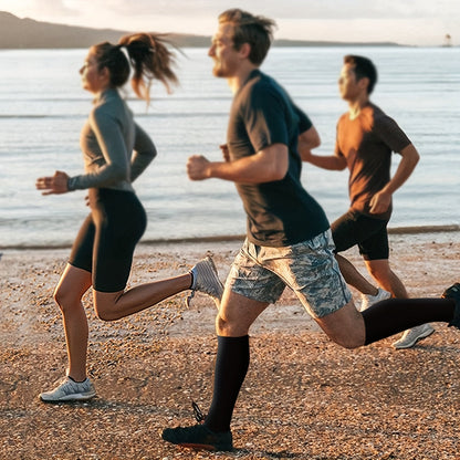 Chaussettes de compression au cuivre, 10 paires pour femmes et hommes – Chaussettes hautes de soutien de la circulation pour la course, le vélo, l'escalade, le sport et le quotidien, S M L XL XXL, Noir/Beige