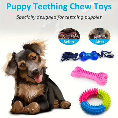 Lot de jouets à mâcher pour chien 3/6/9 pièces - Ensemble de jouets dentaires pour chiots en période de dentition, jouets corde à nœuds anti-ennui pour petits chiens, coffret cadeau assorti style aléatoire