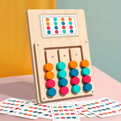 Jeu de puzzle en bois à quatre couleurs pour enfants et adultes - Casse-tête logique STEM pour améliorer la concentration, la coordination œil-main et la pensée critique, jeu de société éducatif en famille, cadeau d'anniversaire et de vacances