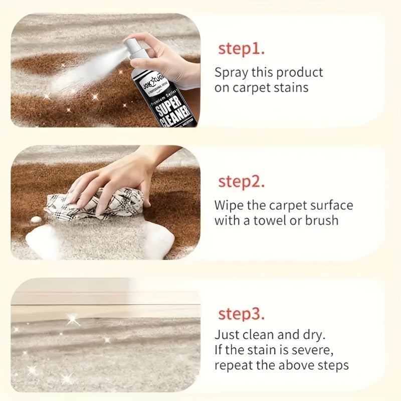 Spray détachant pour tissus et tapis 100 ml – Nettoyant et désodorisant pour tissus d'ameublement à action rapide sans rinçage pour canapés, rideaux, literie, tapis et intérieurs de voiture, serviette incluse