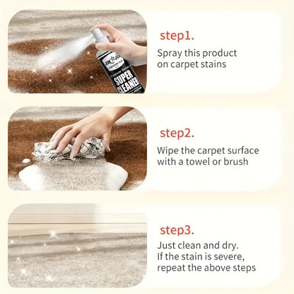Spray détachant pour tissus et tapis 100 ml – Nettoyant et désodorisant pour tissus d'ameublement à action rapide sans rinçage pour canapés, rideaux, literie, tapis et intérieurs de voiture, serviette incluse