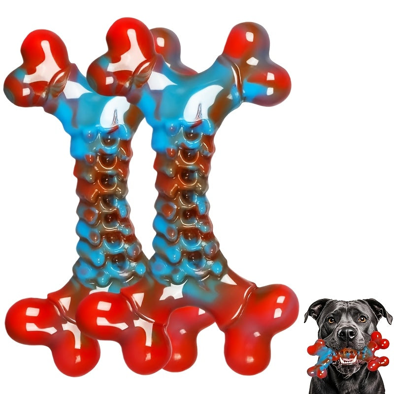Jouets à mâcher ultra-résistants pour chiens destructeurs - Os en nylon indestructible pour grandes et moyennes races, jouet de dentition pour chiot, arômes bœuf et beurre de cacahuète, occupe les chiens