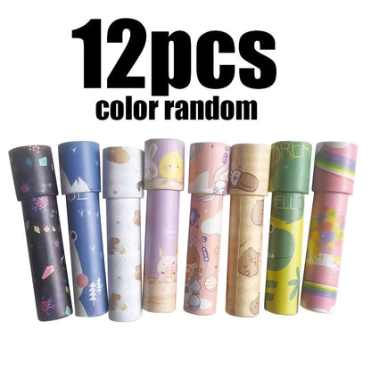 Lot de 6, 12, 18 kaléidoscopes magiques rotatifs pour enfants, cadeaux d'anniversaire, prix de classe, récompenses de carnaval, remplissage de pochettes-surprises, motifs aléatoires