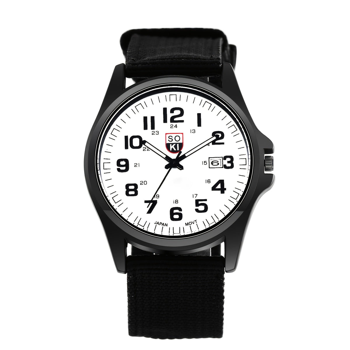 Montre à quartz minimaliste pour homme avec bracelet en nylon - Montre-bracelet analogique décontractée avec cadran lumineux, calendrier 24 heures et boîtier en acier inoxydable, montre de sport pour homme, cadeau idéal