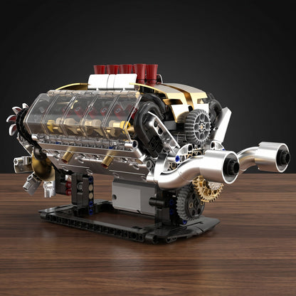 Kit de construction de modèle de moteur mécanique transparent avec simulation de pistons à transmission par engrenages automatisée, projet scientifique STEM pour adolescents, adultes, amateurs et mécaniciens, cadeau d'anniversaire ou de Noël