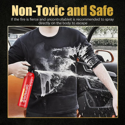 Spray extincteur portable 4-en-1 pour la maison, la cuisine, le garage et la voiture – Conçu pour les feux d'origine électrique, textile et huile, non toxique, facile à nettoyer, dispositif de sécurité incendie mural