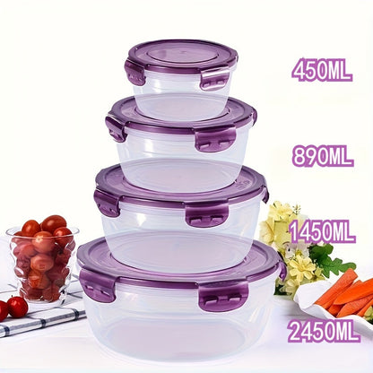 Ensemble de 3 ou 4 récipients hermétiques pour réfrigérateur - Boîtes de rangement en plastique grande capacité pour fruits, légumes, viande, œufs, restes - Empilables, sans BPA, faciles à nettoyer, conservation fraîcheur