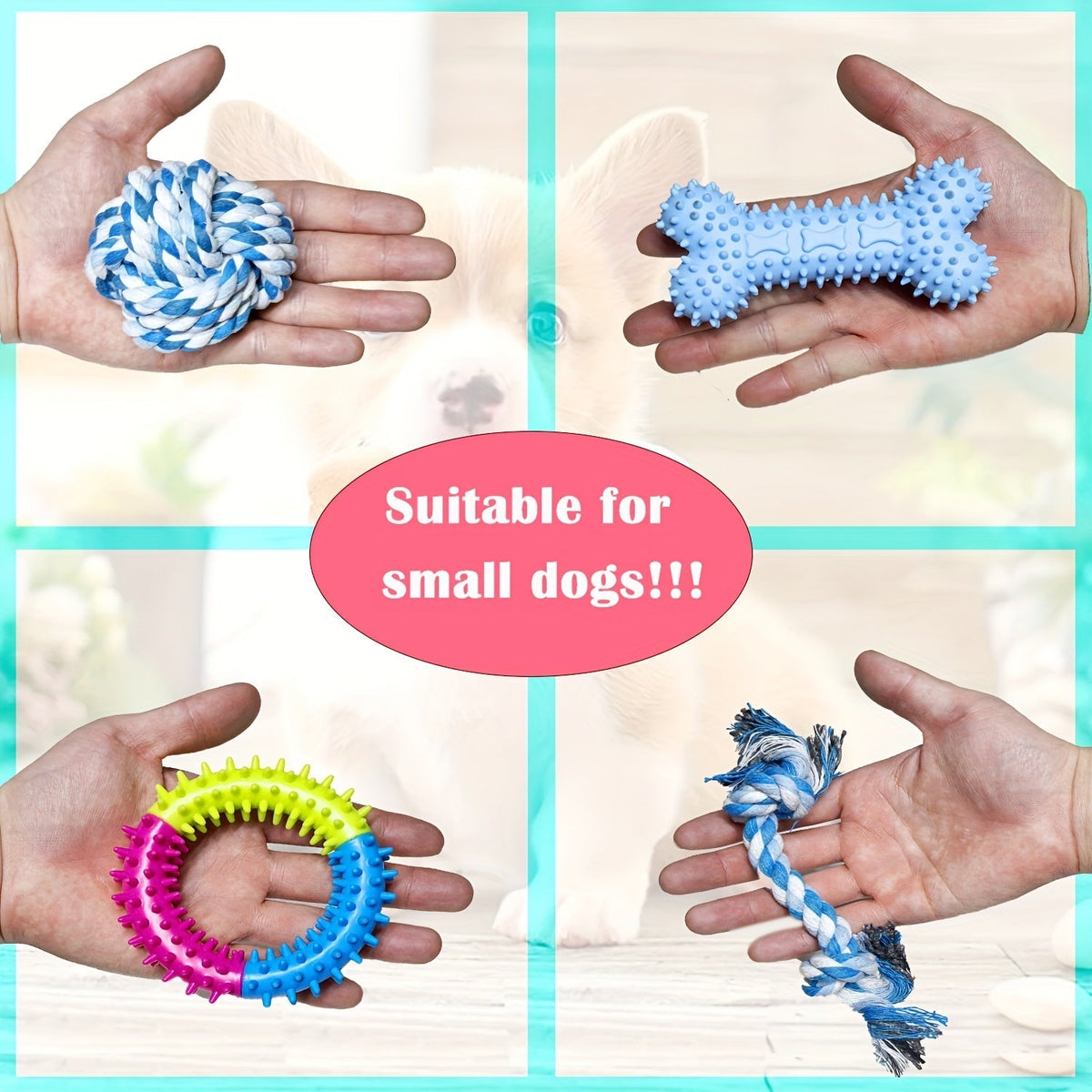 Lot de jouets de dentition pour chiots – Assortiment de jouets à mâcher, cordes, jouets couineurs et balles à friandises pour petits et moyens chiens, cadeau idéal pour Noël, Halloween et les anniversaires des chiots